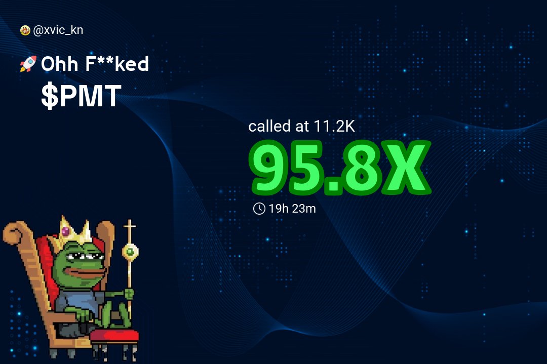 xvic_kn's tweet image. Called it EARLY on $$PMT! 🚀  
Entry: $11.2k  
Now: $1.1M 💰  
95.8X PROFIT! 🔥  
  
“Price is what you pay, value is what you get.” – Warren Buffett 💡  
Stay sharp, degen kings! #CryptoGains #NeverLate

👉 #$PMT called at: t.me/pumpZclub/1491…
📈 Chart: