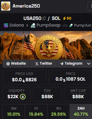 New 50X Boost on <a href="/dexscreener/">DEX Screener</a> for $USA250

ATH incoming shortly

DO NOT MISS OUT!

#America250 #USA #freedom #MAGA