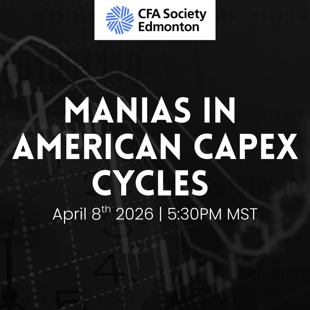 CFAEdmonton's tweet photo. Join us on April 8th, 2026 for a talk with Cole Smead from Smead Capital Management. Cole’s talk looks at the Railroad Mania of the 1880s, the Telecom Boom of 2000, Drill Baby Drill of 2014, and today’s AI Capex Hyperscaling.

Learn more: https://t.co/nwIb6UfWJB https://t.co/zqUnp5N8io