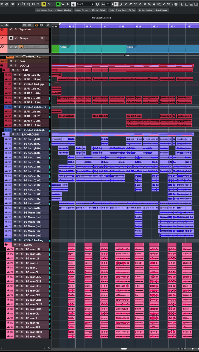 32 vocal tracks for the final chorus of my latest track. No copy paste and my throat is sore 😵