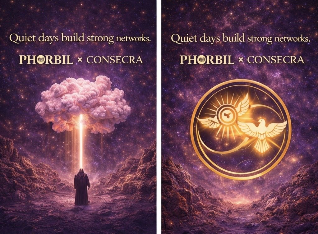 PHORBILCONSECR's tweet photo. Quiet days build strong networks.
PHORBIL ✕ CONSECRA
#CryptoWithVision #PurposeDriven
#BeyondHype #SacredGrowth
#PHORBIL #CONSECRA https://t.co/3I2hKrgQCk