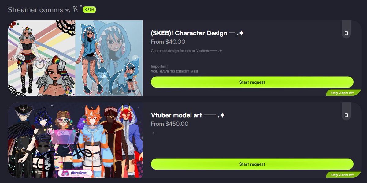 Cl4raacruz's tweet photo. .✧ OPEN COMMISSION SLOTS!! ✧.
Hey cuties~ my VGen is officially taking requests again!! 🎀
→ (SKEB) Character Designs for OCs / VTubers 
♡ from $40
→ Full Vtuber Model Art (ready to rig ) 
♡ from $450  
Only 2 slots left for each!! 
Grab yours before they're taken~ 📷

More services also available on my Vgen listed below
VGen → https://t.co/IUKuX8CmR6

Let's make something super adorable together!! ✨

(please help me become verified on Vgen😊🩷)
#smallartists #VGenOpen #VGenComm