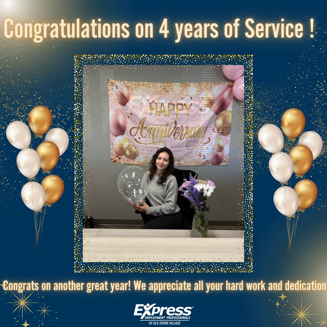 🎉 Cheers to our amazing FOC on 4 years with us! Thank you for your dedication and hard work. Here’s to many more! #WorkAnniversary #ExpressEGV