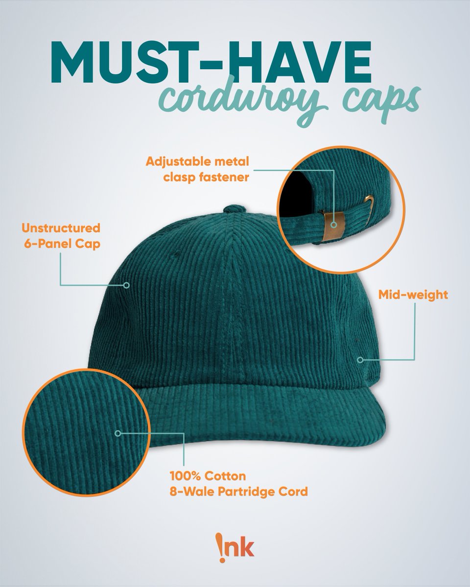 myinkteam's tweet image. We partner with @ascolour to bring premium, trending garments like this. Interested in this corduroy cap? Talk to your rep or visit inkteam.com to start a project ⚡️ #musthave #trendingapparel #customdesign #promoproducts #ascolour