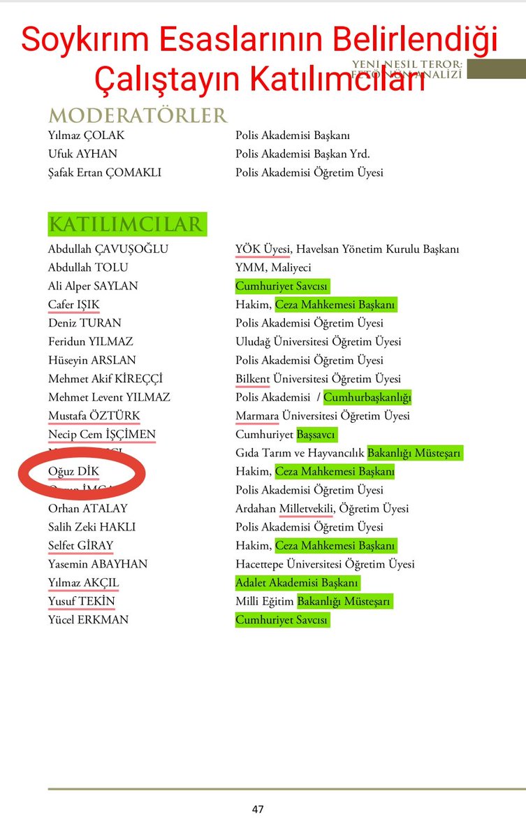 Adı geçen #OğuzDik 10 yıldır süregelen soykırım saldırılarının esaslarının belirlendiği <a href="/paedutr/">Polis Akademisi</a>'deki
- nesillerle savaş
- şüpheden müfteri yararlanır
- zulüm için insanların sağlık ve ailevi durumlarını istismar edelim
vb kararların alındığı soykırım çalıştayındakilerden biri.