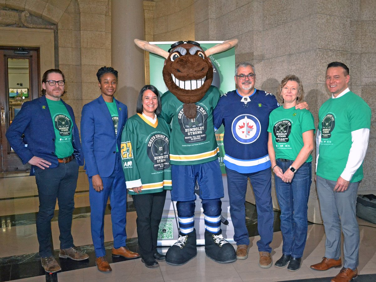 An incredible team assembled in Winnipeg, MB today to officially drop the puck on #GreenShirtDay 2026 and the energy was electric 🌩🏒💚