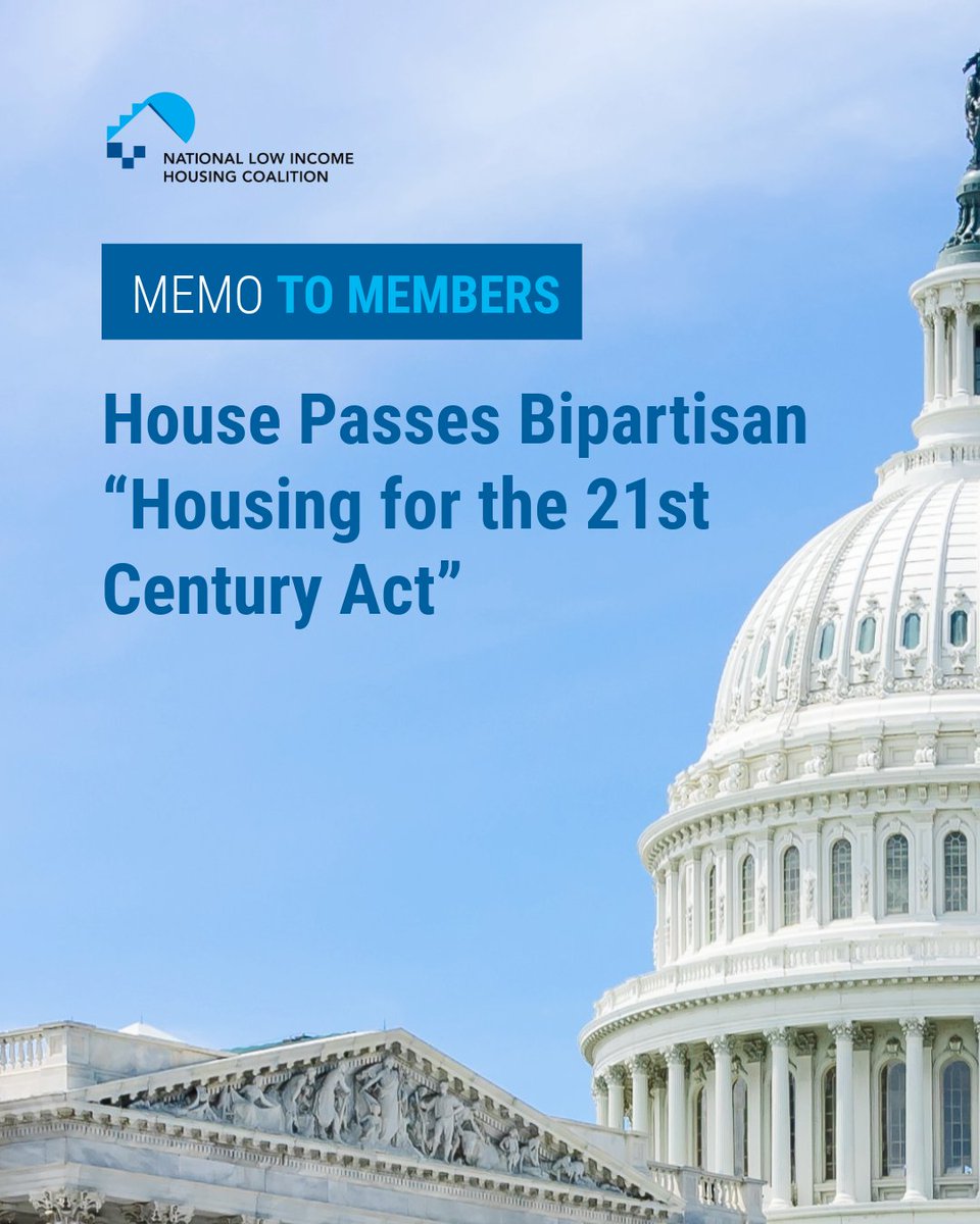 Last week, the full U.S. House of Representatives passed the “Housing for the 21st Century Act” by a vote of 390-9. The bill includes 27 provisions related to streamlining local, state, and federal processes, along with reforms and access to affordable housing.

Read more about