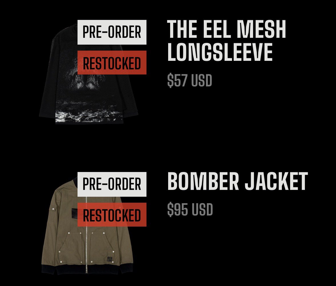 THEY JUST RESTOCKED THE EEL MESH SHIRT AND THE JACKET!!!!!