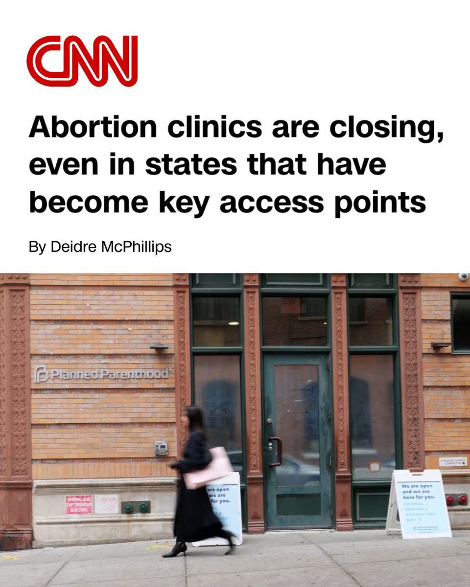 Guttmacher's tweet photo. Guttmacher expert Rachel Jones spoke with @CNN about our new data showing a 2% decline in the number of brick-and-mortar abortion clinics in the US between 2024 &amp; 2025. These findings underscore just how volatile #AbortionAccess continues to be post Dobbs. https://t.co/10F5vGOhU5 https://t.co/WbW1oKGP0q