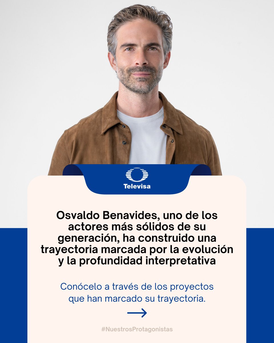 TelevisaPrensa's tweet photo. ¡Una vida dedicada al arte dramático! 🎭 

La trayectoria de @osv_benavides destaca por su impecable calidad interpretativa y un crecimiento constante que inspira a nuevas generaciones. ¡Un éxito que celebramos en #NuestrosProtagonistas! 🙌💎

#TelevisaPrensa https://t.co/dvWNmt44qR