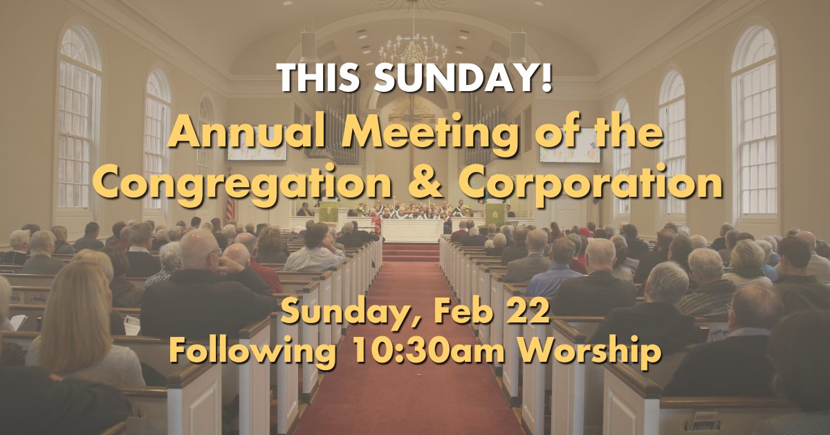 FirstPresAH's tweet image. This Sunday is the Annual Meeting of the Congregation! Please attend in person after the 10:30 Service. Your presence, voice &amp;amp; wisdom are all needed as we work together to look at our budgets &amp;amp; goals for our church. Reports will be avail in print &amp;amp; at firstpresah.org/events/annual-…