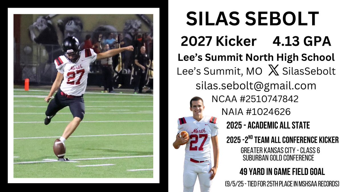 Silas Sebolt 2027 Kicker tweet media