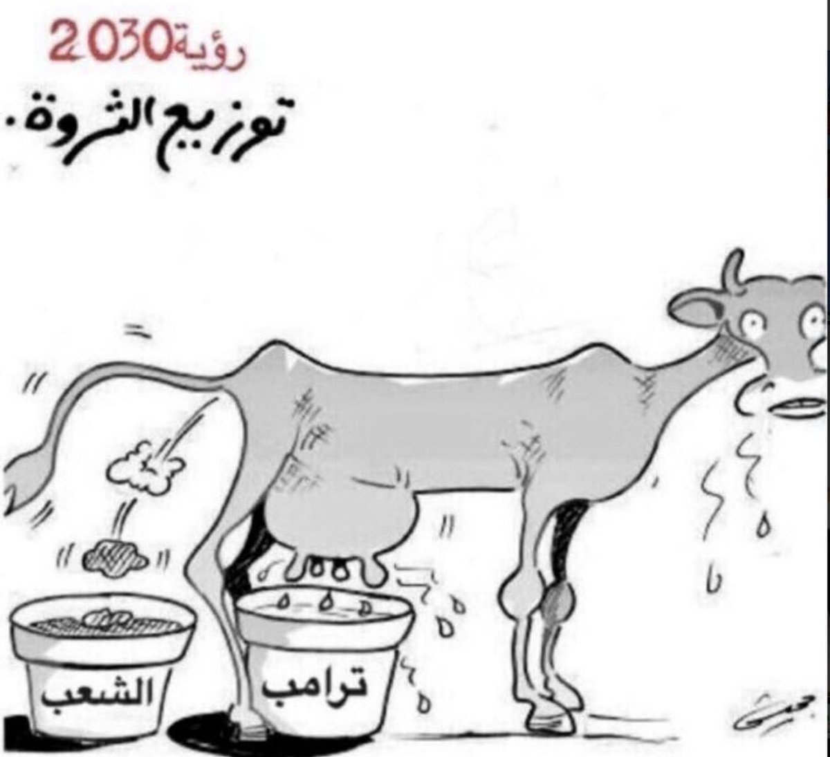 bin_ajjlan's tweet image. كاريكاتير يوضح توزيع الثروة في #رؤية_2030