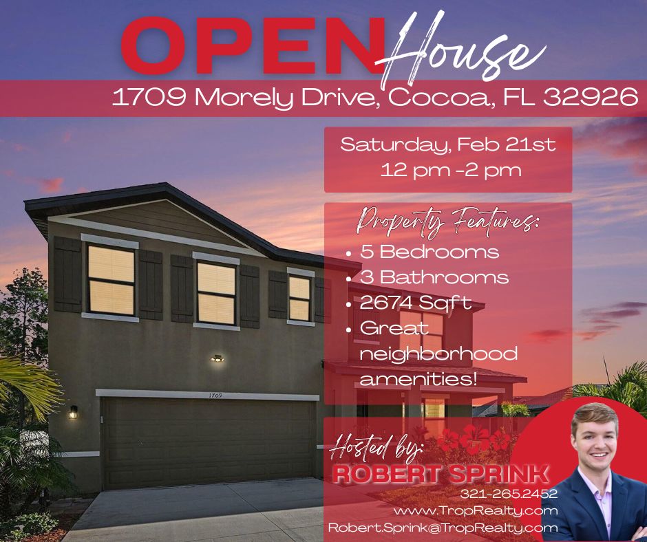 Open House Alert!🏡

Don't forget to join us this Saturday from 12pm to 2pm to see everything this spacious home has to offer! 

Contact Kim McNear for more information 📞321-480-4472

#TropicalRealty #CocoaOpenHouse #FloridaRealEstate #CocoaRealEstate #WeekendPlans