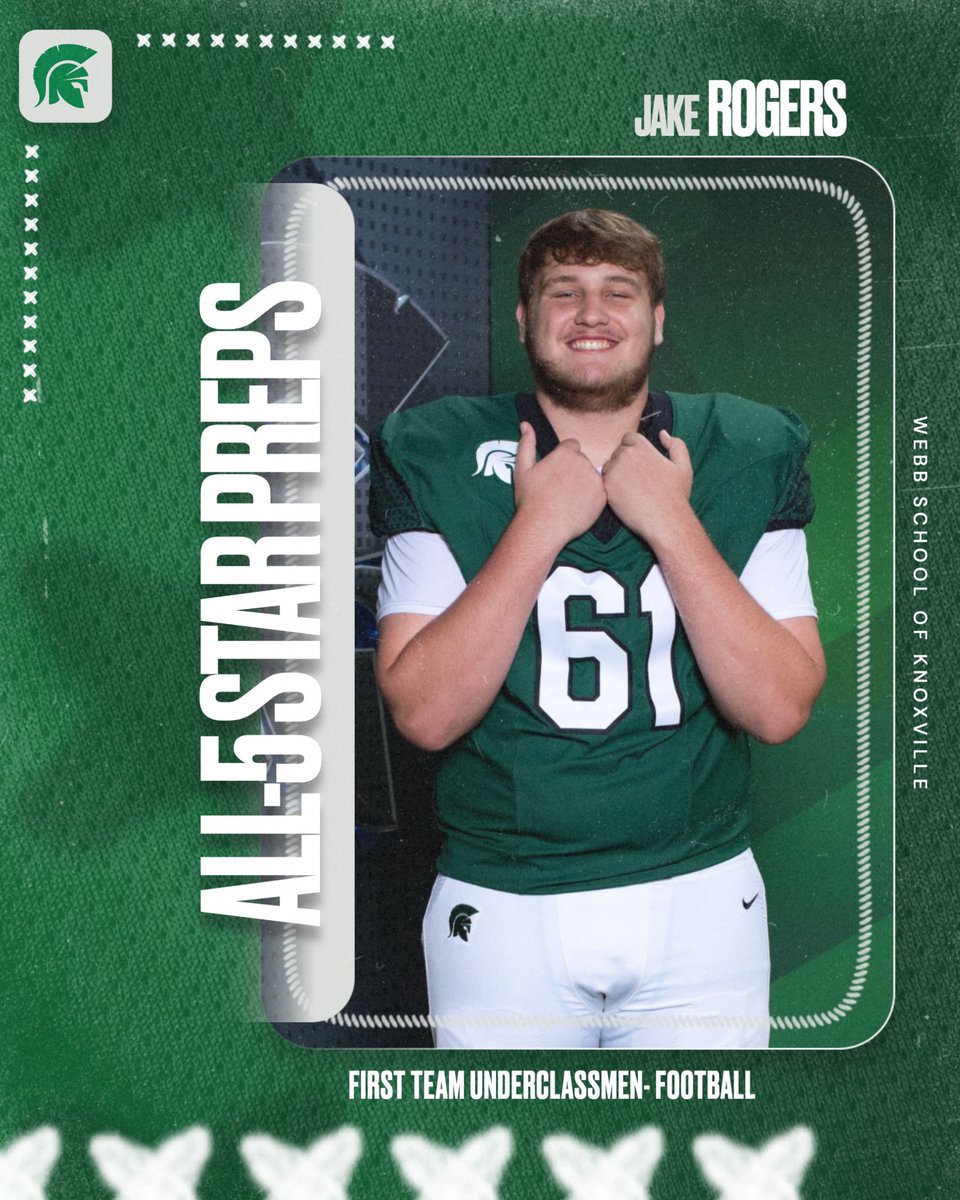 KnoxWebbSports's tweet photo. Congratulations to Shavar Young, Jake Rogers, Jamil Thompson, and Cullen Heck on being named to the All-5 Star Preps Football Team‼️

#GoSpartans ⚔️🟢⚪️ https://t.co/LA2nPf9rk4