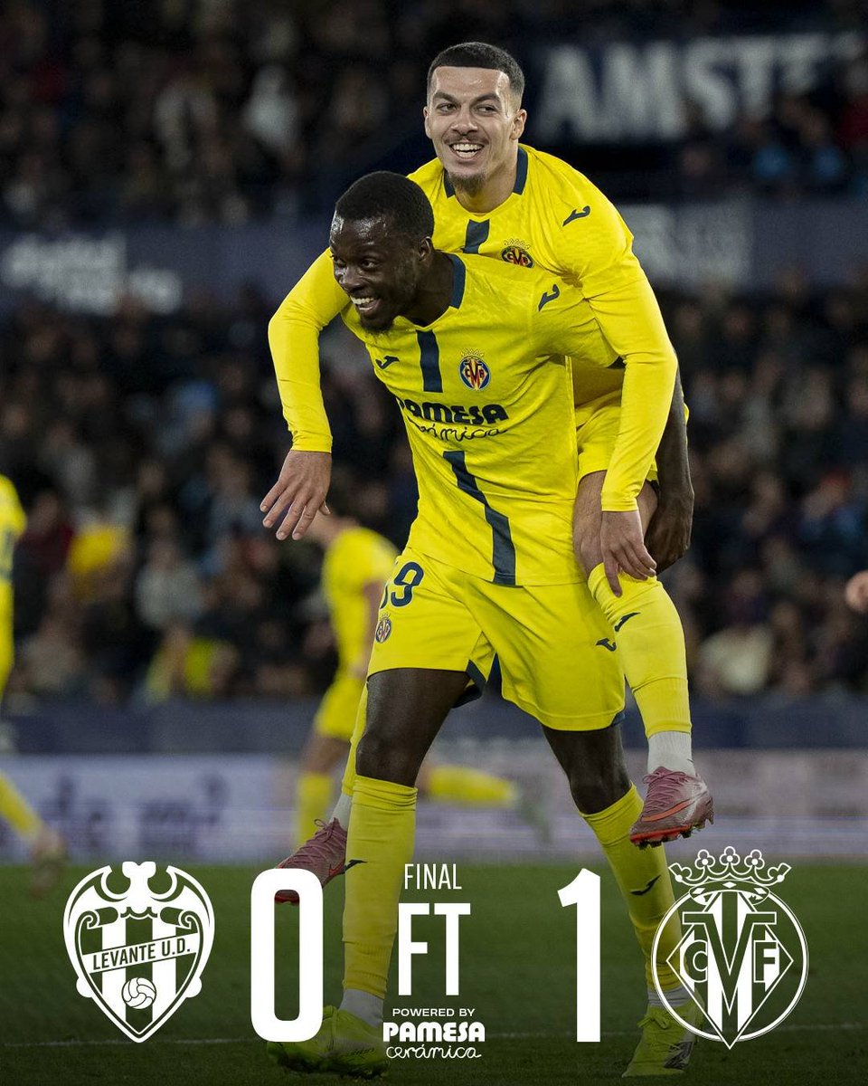 ➡️ El Vilareal es fica 3º a la lliga a costa d'un Llevant penúltim i fotut després de la derrota també al derbi de la ciutat.

🤩 48 punts en 24 jornades... Felicitats per el temporadó que esteu fent, groguets!
💪 I ànims als granotes... Estic segur que podeu salvar-vos!