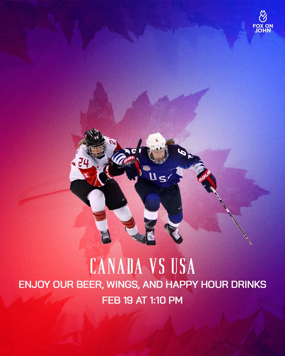 WOMEN’S HOCKEY FINALS LIVE AT FOX ON JOHN

Join us tomorrow at 1 PM for Team Canada vs USA on all TVs and our big screen. Cold beers, great vibes, championship energy.

Book now at FoxOnJohn.ca
106 John St, Toronto

#WomensHockey #TeamCanada #GameDayToronto