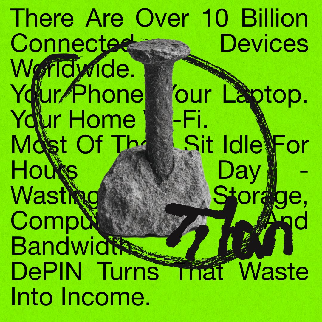 There are over 10 billion connected devices worldwide.
Your phone. Your laptop. Your home Wi-Fi.

Most of them sit idle for hours every day - wasting storage, compute, and bandwidth.

DePIN turns that waste into income.

Learn how →

titannet.io/learn/basics/t…