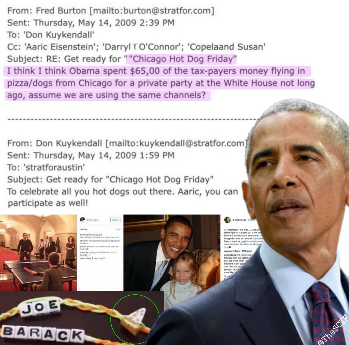 Spoiler alert-

It wasn't pizza and hotdogs. 

We are coming for you Obama.