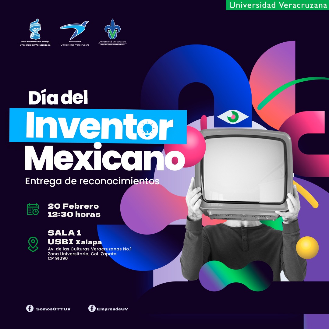 La UV reconoce a quienes, con su creatividad y talento, transforman ideas en soluciones y fortalecen la cultura de la innovación y la propiedad industrial, a través de una ceremonia especial de entrega de reconocimientos.

📅 20 febrero
⏰ 12:30 h
📍 USBI Xalapa
