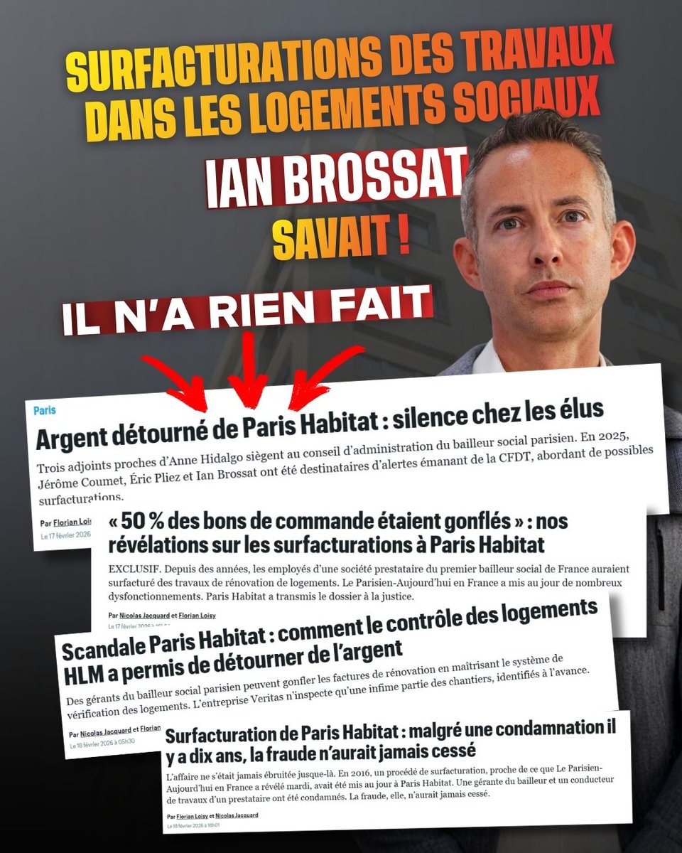 En 2016 déjà, une fraude à Paris Habitat était condamnée.
10 ans plus tard, rien n’a changé. Alerté, Ian Brossat, adjoint au logement, n’a toujours rien fait.
Il savait. Il a laissé faire. Avec l'argent des Parisiens, au détriment des locataires.