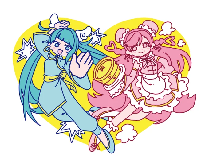 チャイナ風ソラちゃんましろさん #precure #ひろプリ