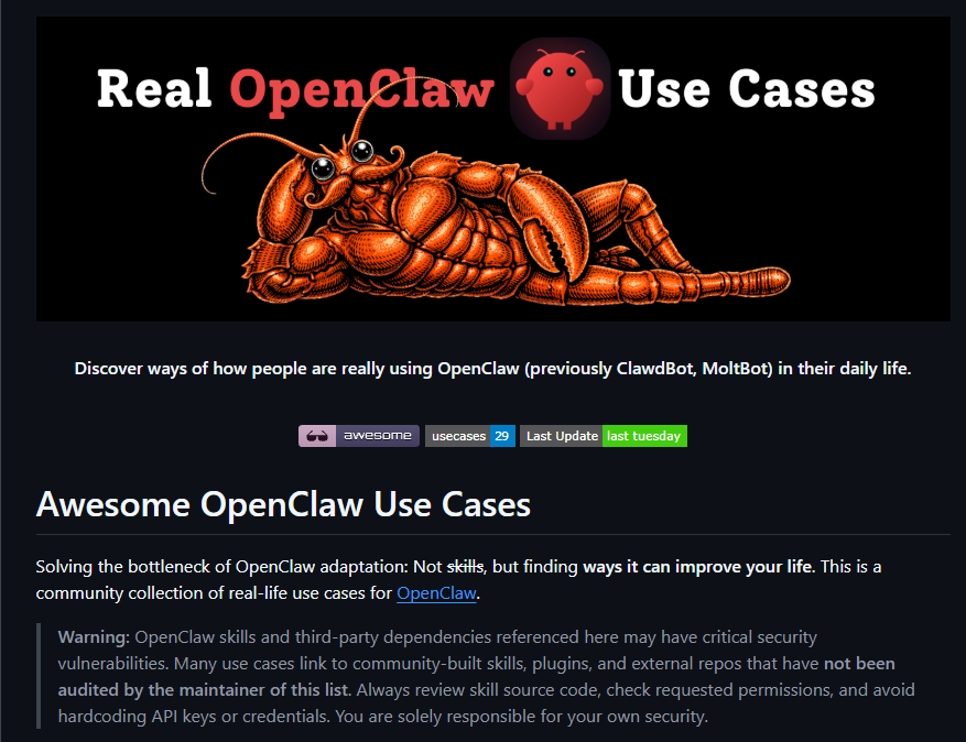 0xValkyrie_ai's tweet image. 发现一个openclaw case 聚合站，就是收集了真实用户使用openclaw的场景。 

如果有和你需求类似的， 就直接把相应的case 发给openclaw ， 让他学习以后自助部署。 

链接放评论区：

有各种日报：

多个agent 协同工作

polymarket 分析