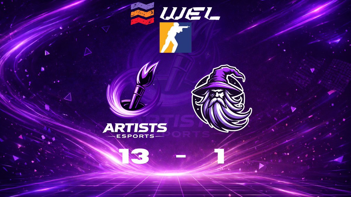 Results🚨

WEL S10 CS

Artists secure 2nd in Group B with a 13-1 Victory over <a href="/CarmsWiz/">W1Z Esports</a> 

Great game, a few close rounds but The Artists coming out on top overall on Inferno. GG's Wizards!

Artists Book a place in the Semi Finals Vs <a href="/S_E_A_Dragons/">S.E.A. Dragons</a>  on 25/02

#CS2 #WEL #ART