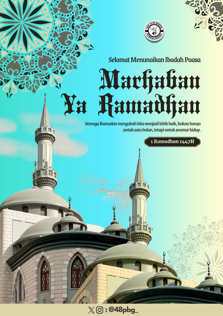 MARHABAN YA RAMADHAN 🙏🏼
Setitik tinta jadi noda, setitik salah jadi dosa. Bulan penuh berkah telah tiba, mari bersihkan jiwa dari segala prasangka.
Selamat Menunaikan Ibadah Puasa 1447H😇

#48purbalingga
#ramadankareem🌙