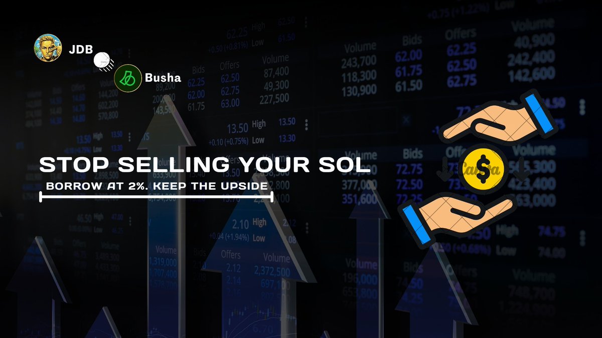 0xJdb's tweet photo. Selling your Solana to pay bills in 2026 is a financial crime against yourself.

I needed urgent cash today. The old me would have panic-sold and cried when the chart pumped 10% an hour later.

Instead, I unlocked liquidity in 60 seconds on @getBusha without selling a single SOL. https://t.co/V0RNoER3gT
