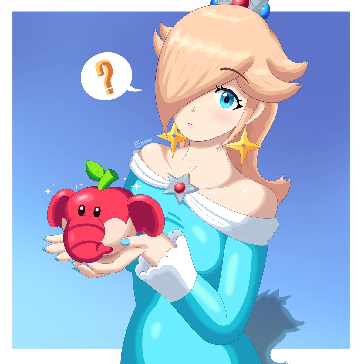 Rosalina with an Elephant Fruit from Super Mario Bros. Wonder! 2,000 ❤️ and maybe I'll draw part 2.