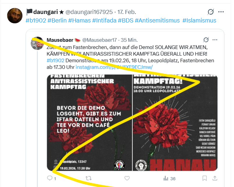 Mausebaer17's tweet photo. Daungari, Followerin von Nina Kittstein, findet das Gedenken an die Mordopfer von Hanau in Berlin irgendwie doof. Das in Frankfurt gefällt ihr wohl besser. Wahrscheinlich rechnet sie nicht damit, dass dort die von ihr so gehassten "Palinazis" auftauchen. #Rassismus #ffm1902 https://t.co/bSgux3tSWT
