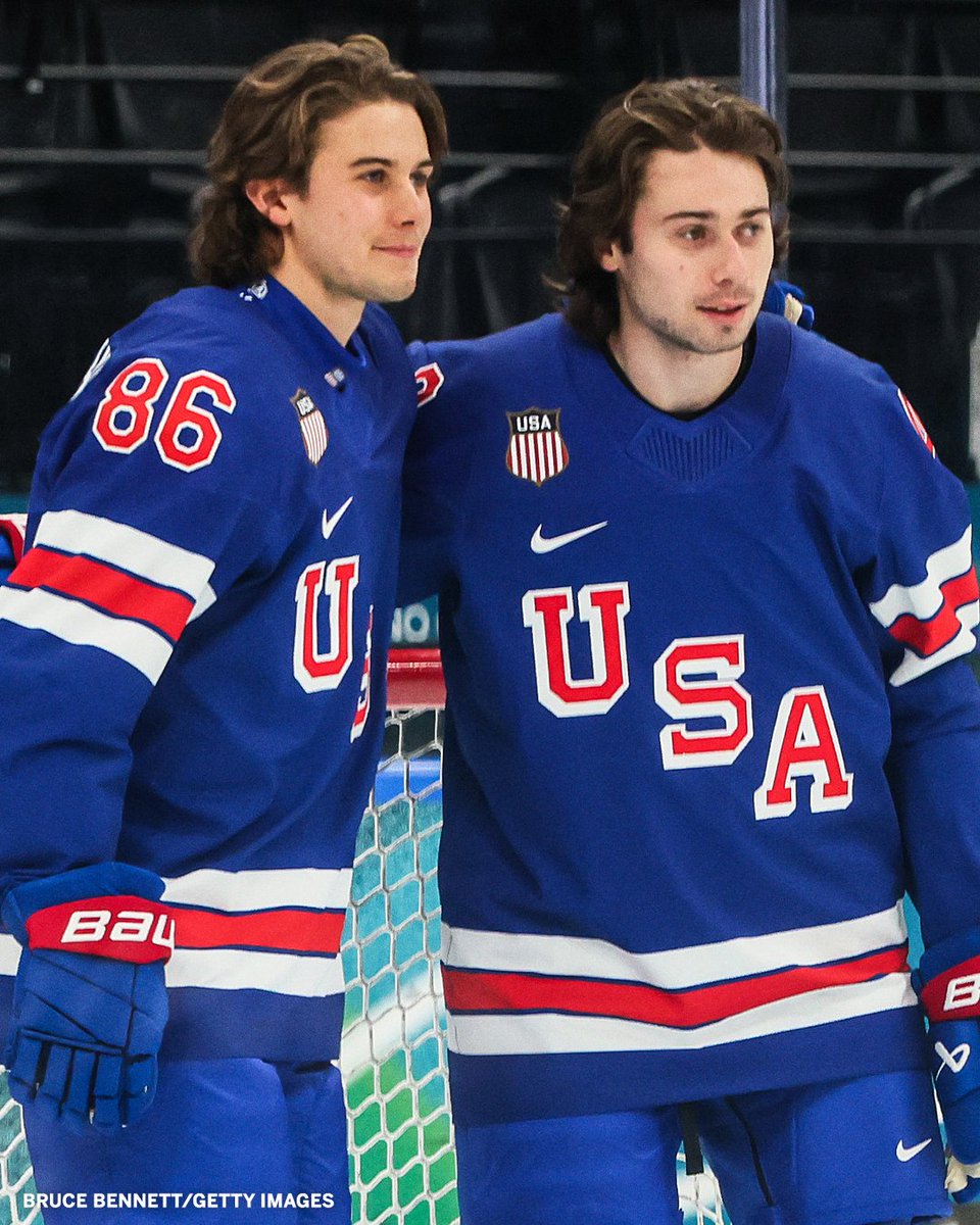 The Hughes brothers are making a huge impact at the Olympics 🇺🇸 

Jack and Quinn Hughes each picked up assists on Dylan Larkin’s goal—and between the two of them, they’ve now factored into HALF of Team USA’s goals 🔥 🤯
