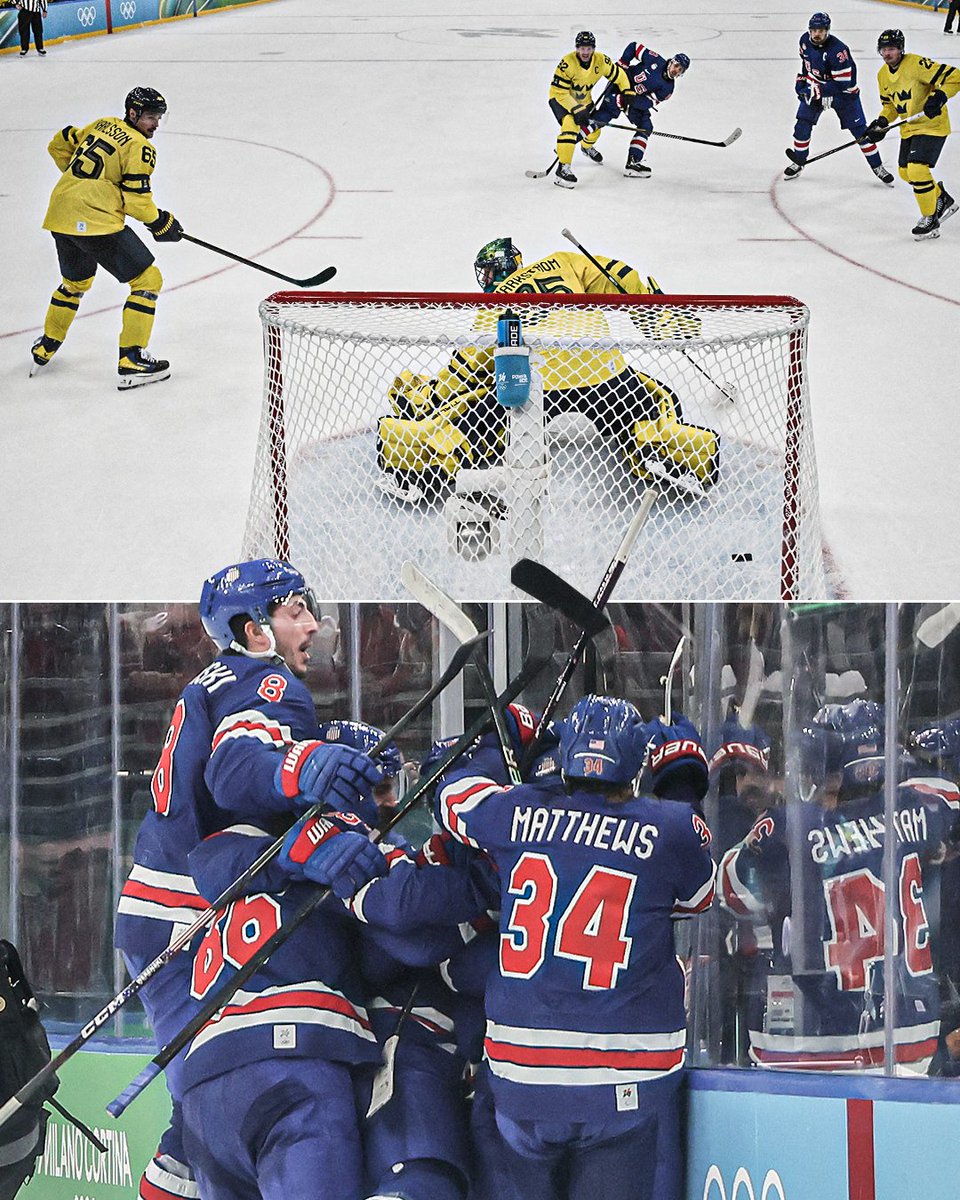 espn's tweet photo. QUINN FOR THE WIN 🚨 

USA MEN'S HOCKEY IS ONE WIN AWAY FROM REACHING ITS FIRST GOLD MEDAL GAME SINCE 2010 🇺🇸 https://t.co/PAVdjTRIMv