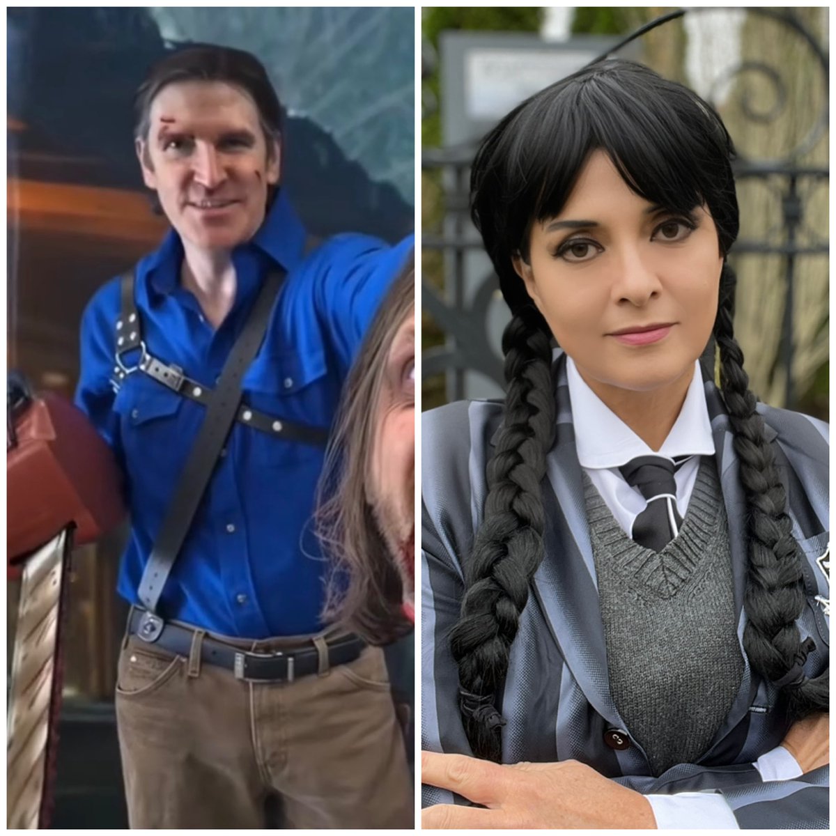 It’s that day!! ⛓️🪚🖤

Ash: the awesome deeesher 
Wednesday: me!

#cosplay #ashwednesday #ash #wednesday #cosplayers