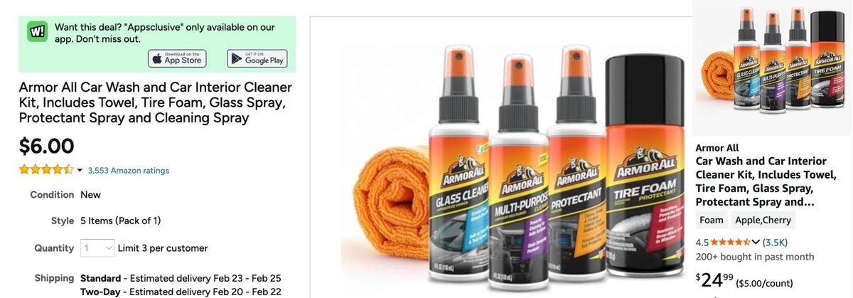 Pricerrors's tweet photo. ENTIRE CAR DETAILING KIT FOR $6 

The same product on Amazon is $24.99

Must add to cart within Woot App

https://t.co/ZvoG74zgJ6 #ad https://t.co/CFAtNUDso2