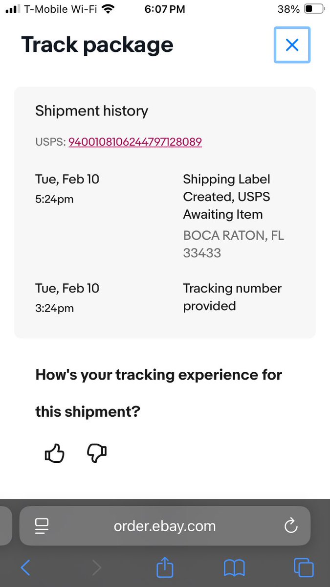 Need my followers advice. I purchased a jersey on EBay and the seller said he shipped to me on 2/10/25 and provided a tracking number that states that label was created and that it. He says this happens from time to time and to give until 2/21 to get jersey. Thoughts?