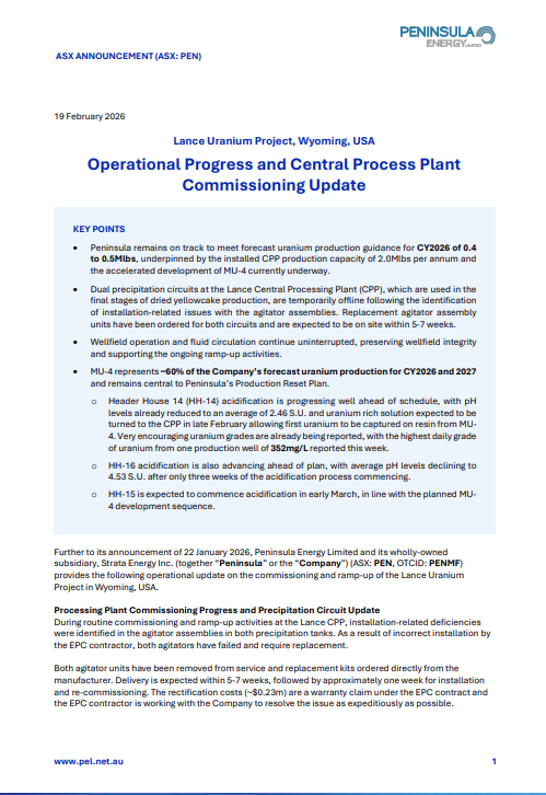 Peninsula Energy Limited tweet media