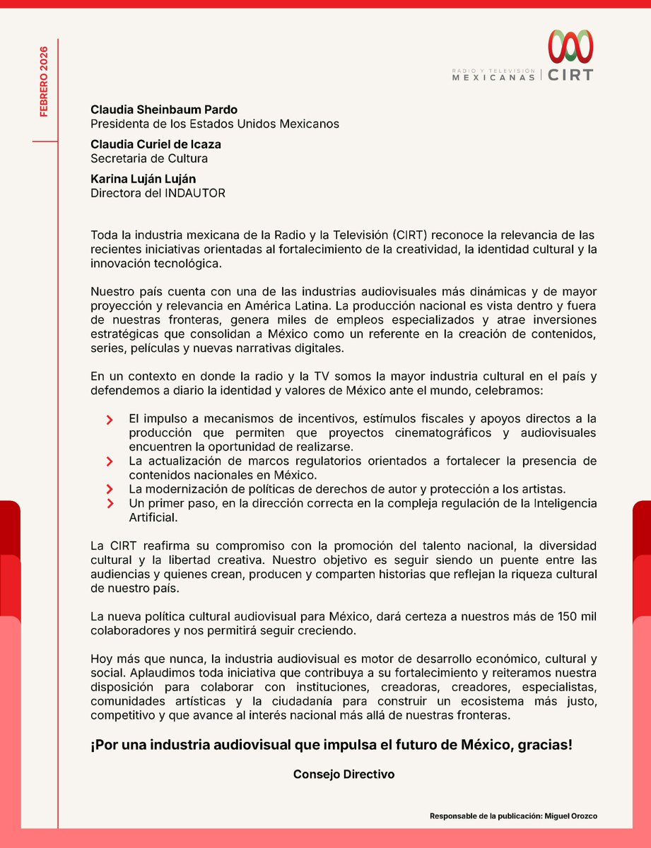 Cámara Nacional de la Industria de Radio y TV tweet media