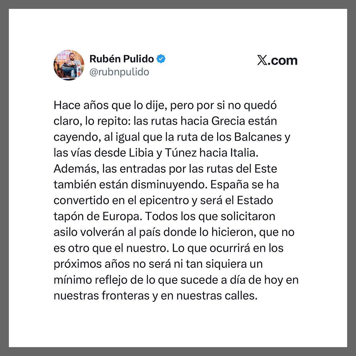 📲 El post que veis en imagen es de hace algo más de un año (x.com/rubnpulido/sta…). Como sostengo en él, ya advertí sobre esta cuestión años antes (x.com/rubnpulido/sta…). Además, publiqué un artículo al respecto en Francia (epochtimes.fr/les-tensions-e…).

Hoy está pasando.