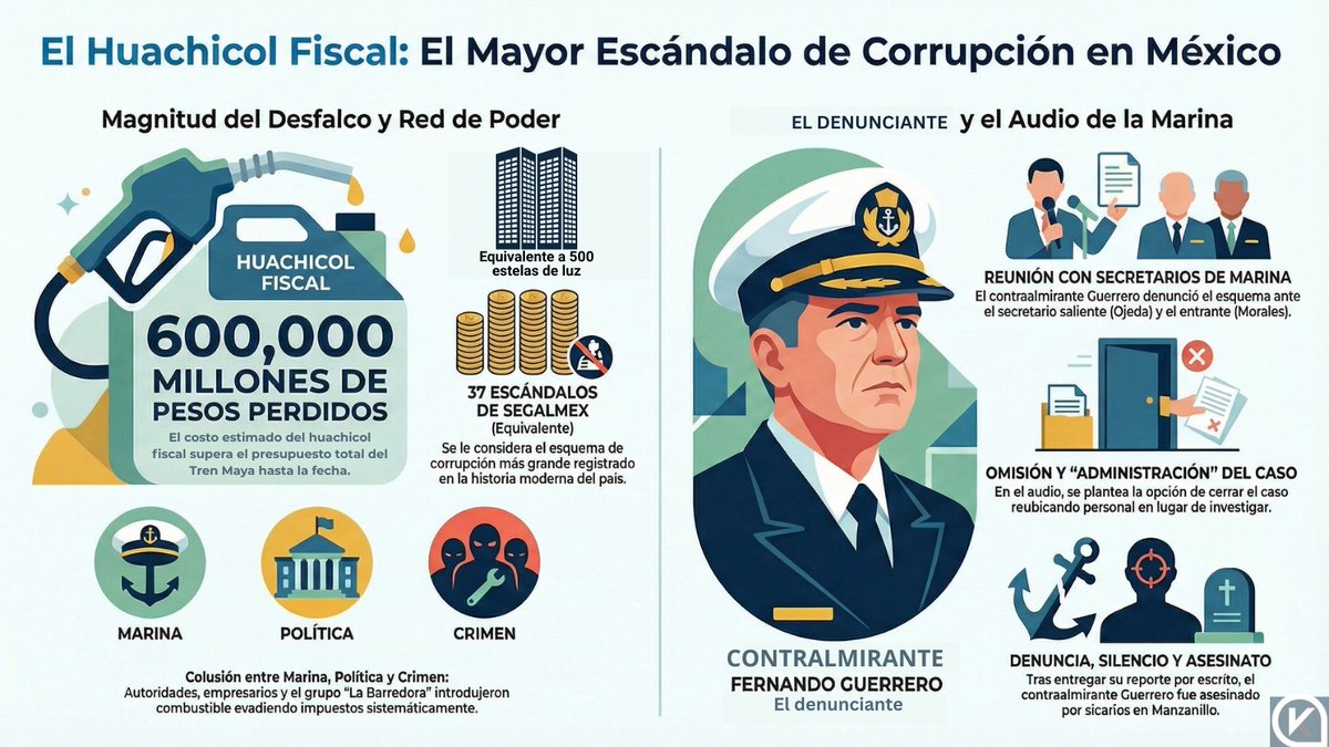 🚨 EL MAYOR ESCÁNDALO DE CORRUPCIÓN EN MÉXICO 🚨

$600,000 millones perdidos: ¡equivale a 37 desfalcos de SEGALMEX! El Huachicol Fiscal desnuda la colusión entre Marina, política y crimen. ⚓️📉

No te pierdas a <a href="/MaxKaiser75/">Max Kaiser</a>: 👉  youtube.com/watch?v=bC7A6m…
#FactorKaiser