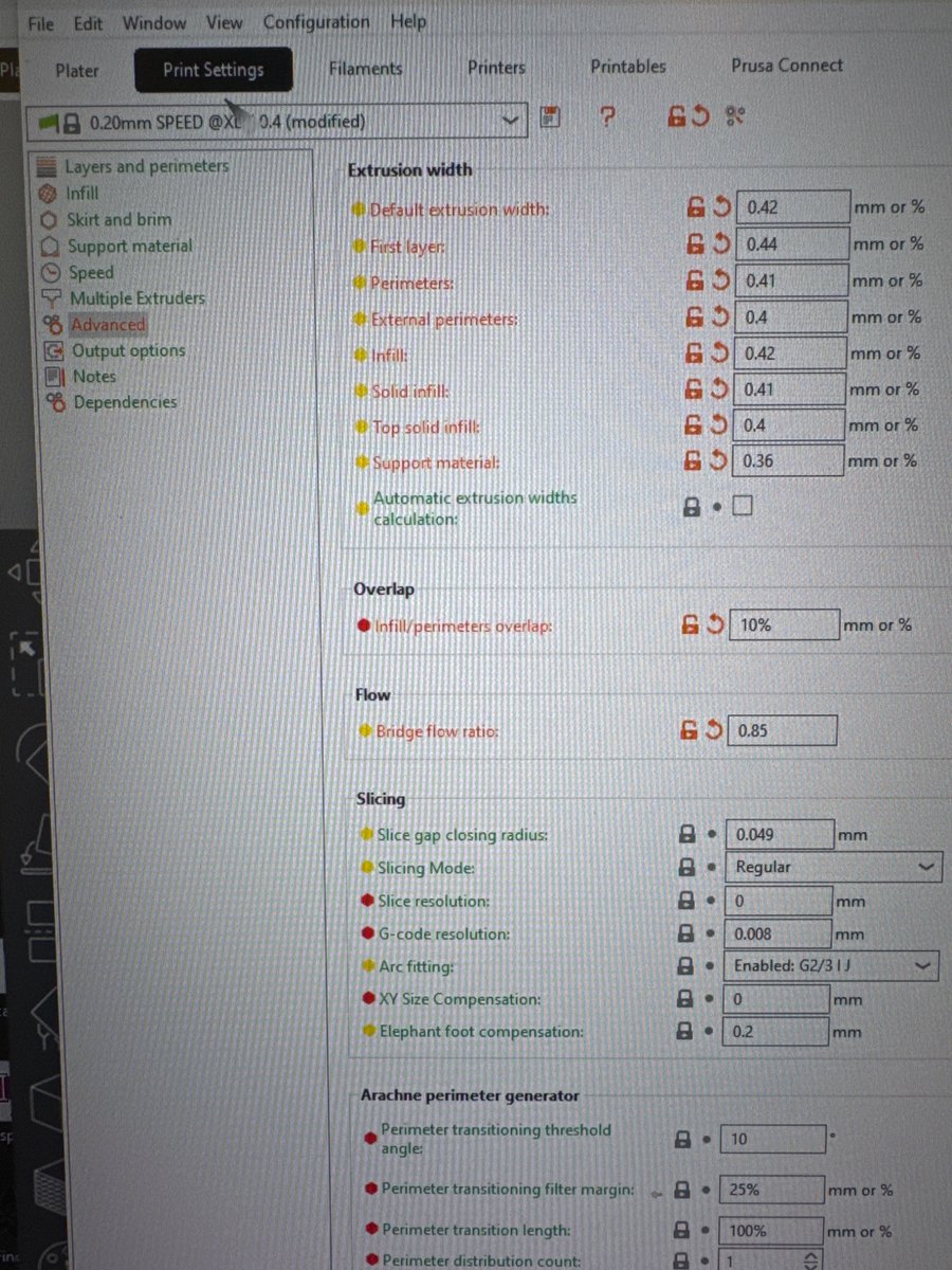 reprinted3D's tweet image. Alright.

I’ve re-run All the Z calibration tests in the firmware on my @Prusa3D #XL5T. I’ve created a first-layer test cube of 355mm x 355mm x 0.2mm in @PrusaSlicer. I’m also putting the @SliceEngineer  #NPA-coated @WhamBamSystems smooth #PEX sheet, on the printer, and using the
