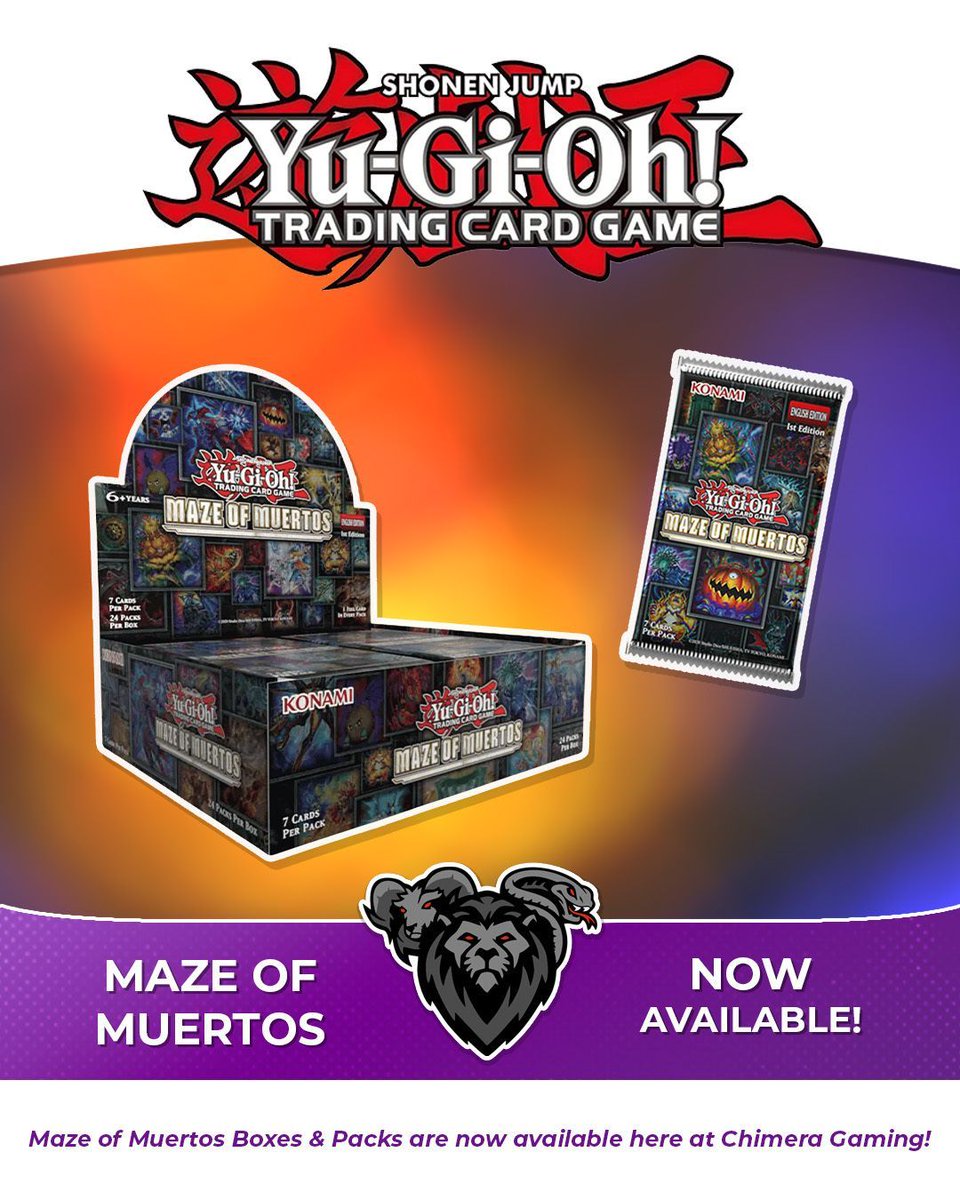 ⚡Duelists, it’s here!⚡

Maze of Muertos Yu-Gi-Oh! boxes and packs are now in stock at Chimera Gaming!
Grab yours before they disappear from the shelves!

#ChimeraGaming #Yugioh #YugiohTCG #TCGStore