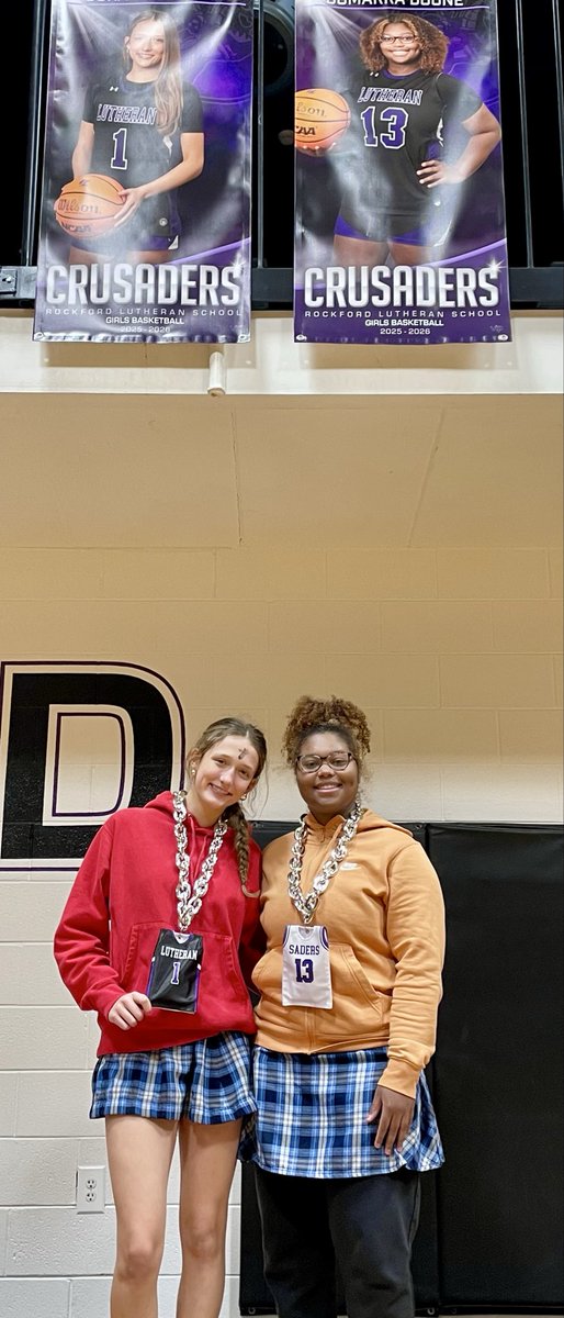 RLutheranGBB's tweet photo. Thank you @minijerzeys for the Senior Chains! They look great and a nice keepsake for @SorayaParker25 &amp; Somarra to remember 4 years of Lutheran Hoops. https://t.co/O0G1bo62i0