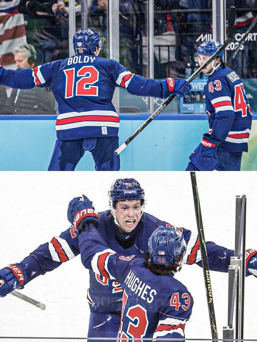 Matt Boldy was first to celebrate with his Minnesota Wild teammate, Quinn Hughes 🥹❤️

<a href="/mnwild/">Minnesota Wild</a>