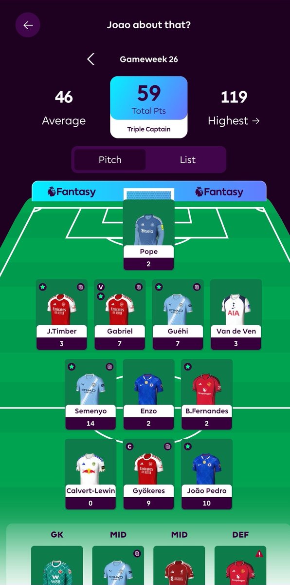 JMxAce's tweet photo. @OfficialFPL Not as bad as Gyokeres triples.... 😩 https://t.co/ldWtQzKgeI