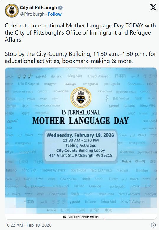 GOP412's tweet photo. Catholics snubbed: @Pittsburgh official X account celebrates Ramadan, Lunar New Year &amp; 'Mother Language Day', but ignores #AshWednesday and start of Lent. #DoubleStandard #Ashtag https://t.co/bONxz2ZbyK