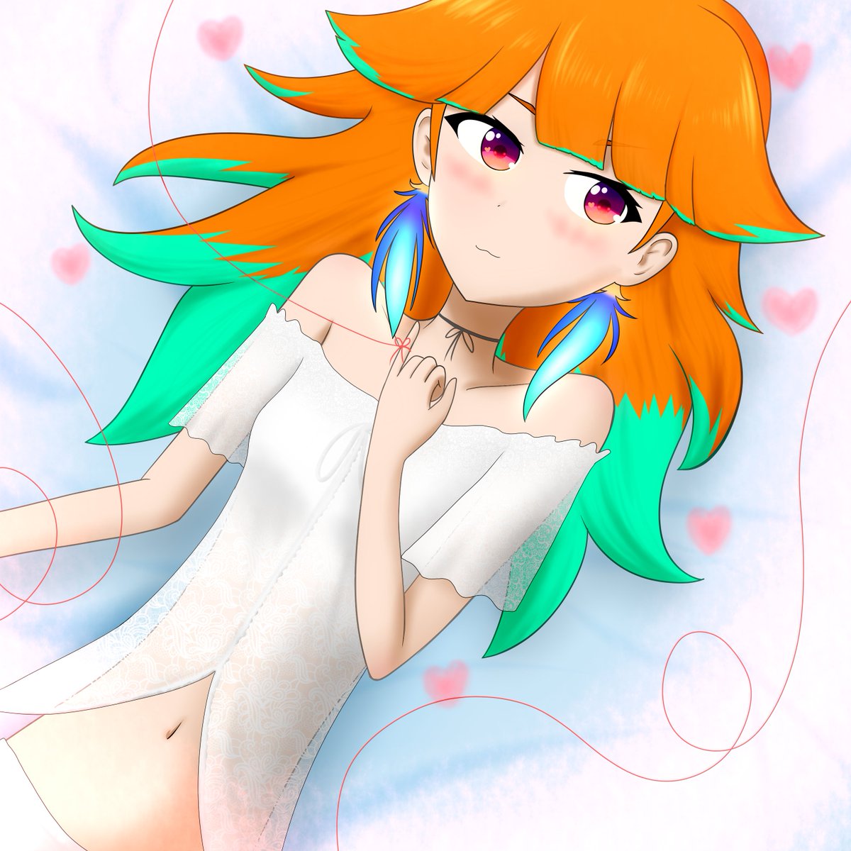 Tiz_is_drawing's tweet photo. #KFP #KFPicasso a little late valentine posting 🧡💕

Where that red thread might go? Reine? Calli? KFP??? 
We all know it goes to Chonkers 🥰💕 https://t.co/z5yxkkfC1K