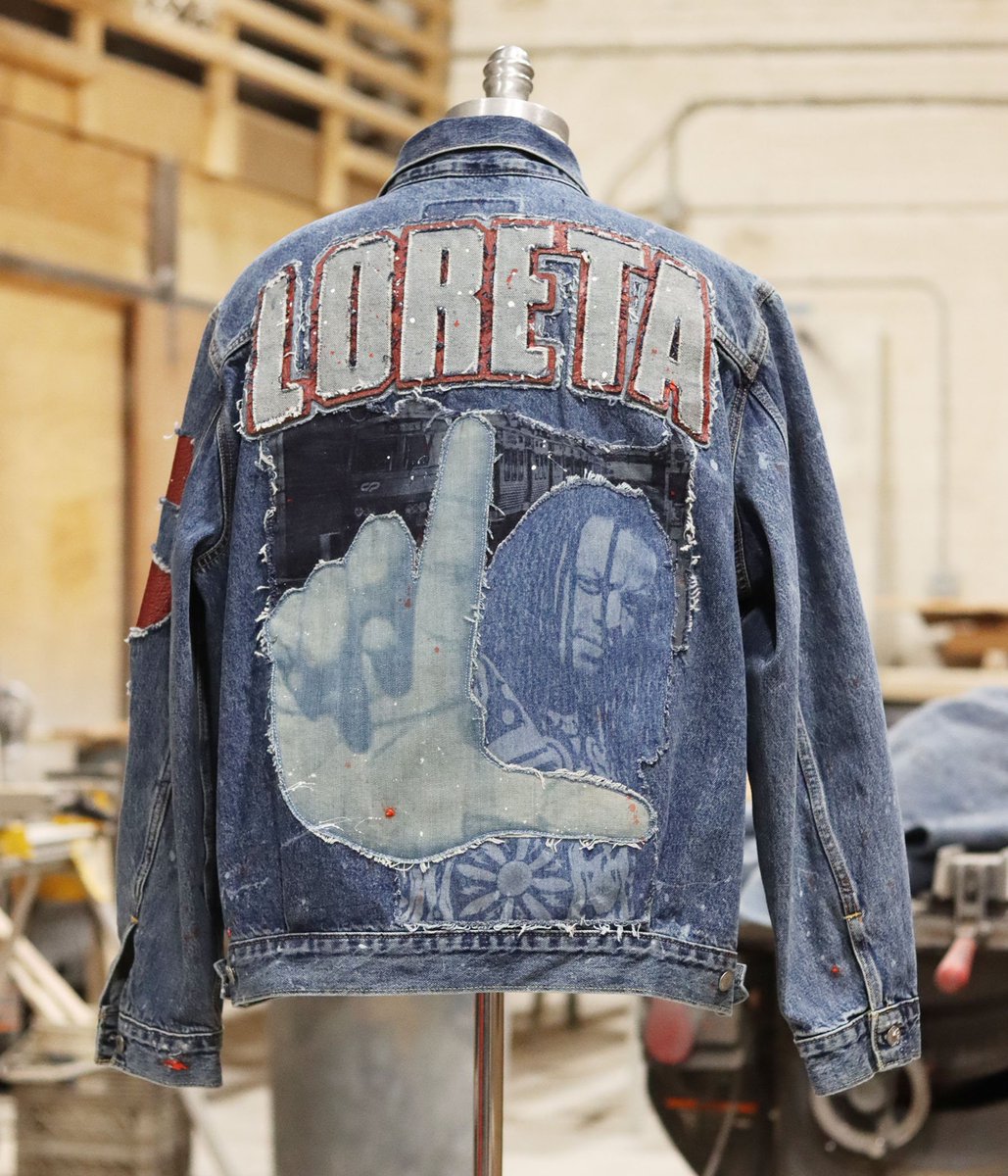 crazygoodz's tweet photo. Custom 1 of 1 Denim Jacket for Loreta KBA. Features: custom-made design, hand-sewn, double applique patchwork, Distressed. Each piece is unique and one-of-a-kind, created through various techniques. 

#crazygoodz #loretaKBA #streetwear
#customwork https://t.co/PXYE8srHqK