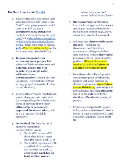 jennycohn1's tweet photo. I must be the only person who’s actually read the Save America Act. If others had read it, they wld sound the alarm that it requires that states give our voter data to Trump’s DHS to run thru a voter purge program that links to an SSA database compromised by DOGE. #NoOnSave 1/ https://t.co/n3DI3Pq8Kp